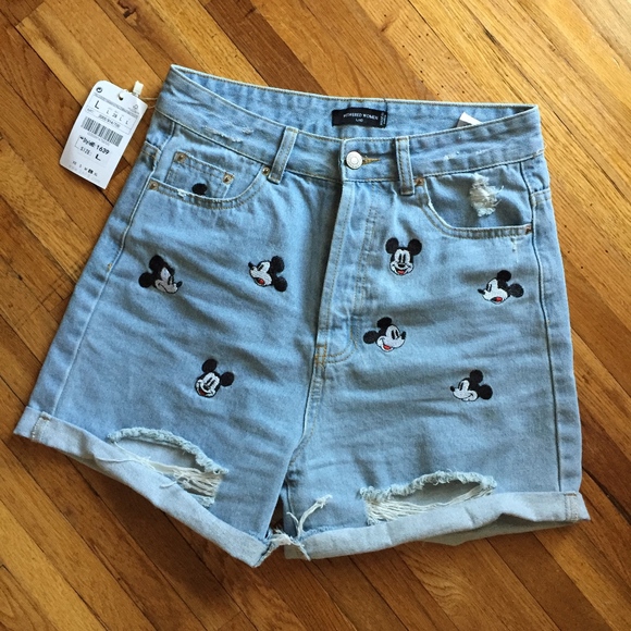 mickey mouse denim shorts